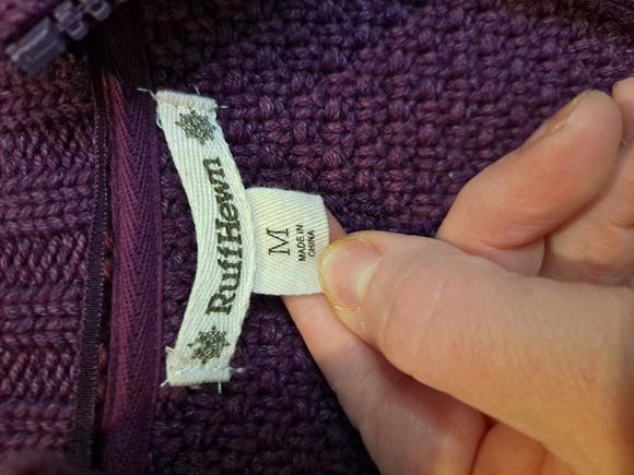 Ruff Hewn Purple Full Zip Cable Knit Sweater Size Medium - Picture 4 of 6